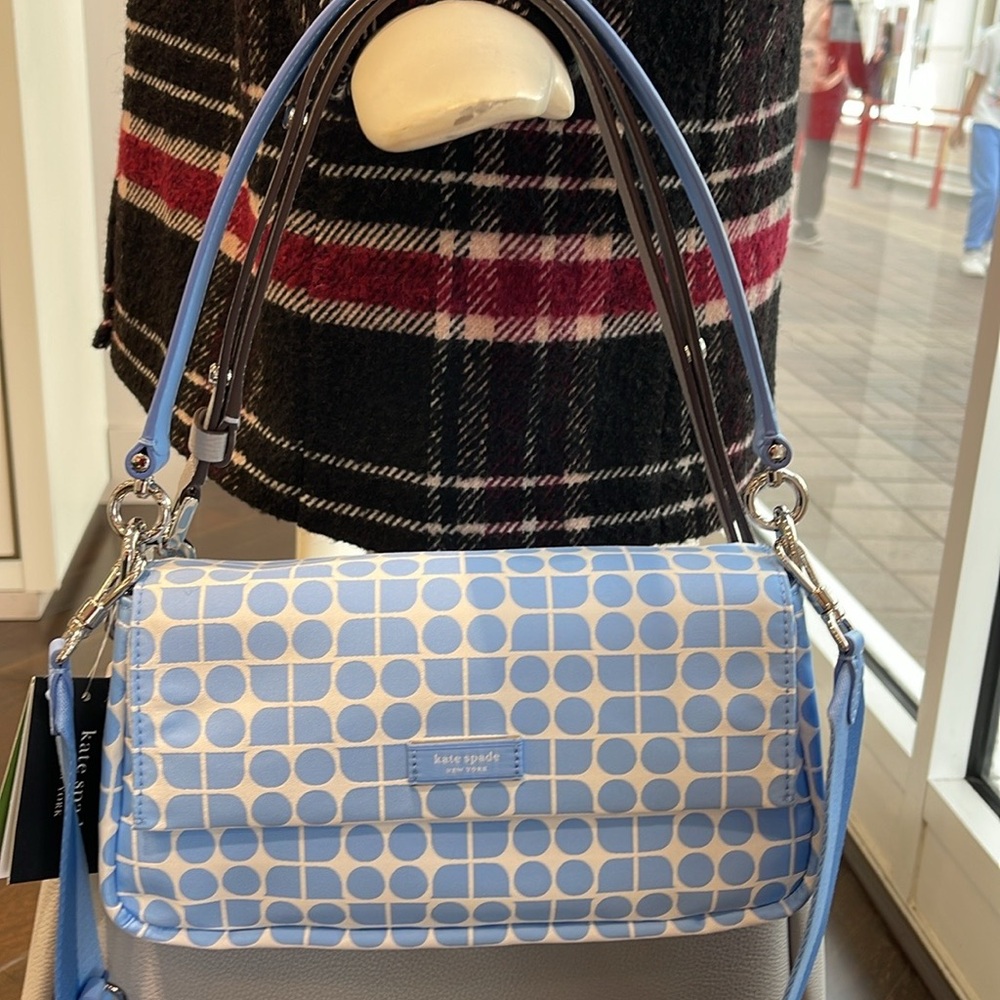 Kate Spade Noel Jacquard Convertible Crossbody Canvas XBody 
Astral Blue 
NWT - Picture 14 of 16